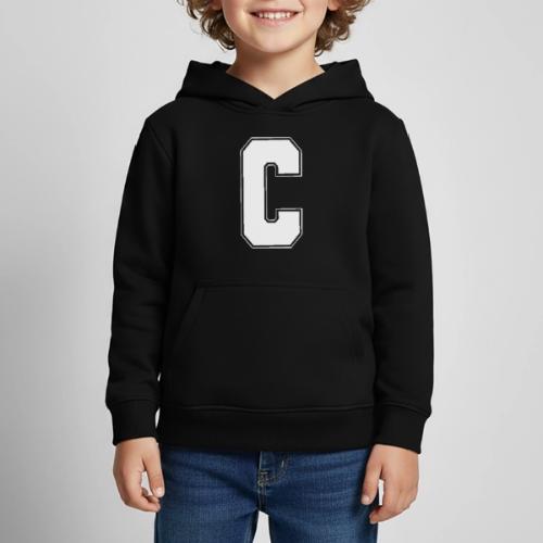 White Letter C – Varsity Alphabet Monogram - Kids‘ Premium Hoodie