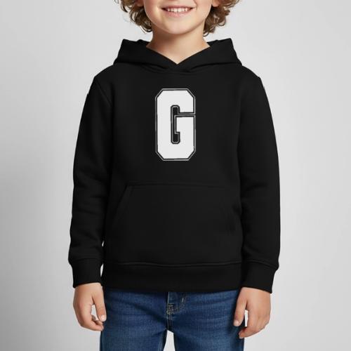 White Letter G – Varsity Alphabet Monogram - Kids‘ Premium Hoodie