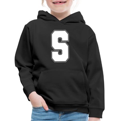 White Letter S – Varsity Alphabet Monogram - Kids‘ Premium Hoodie