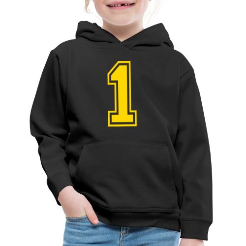 Number 1 in a classic athletic collegiate font - Kids‘ Premium Hoodie