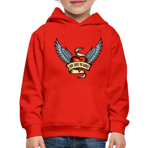Love Gives You Wings, Heart With Wings - Kids‘ Premium Hoodie