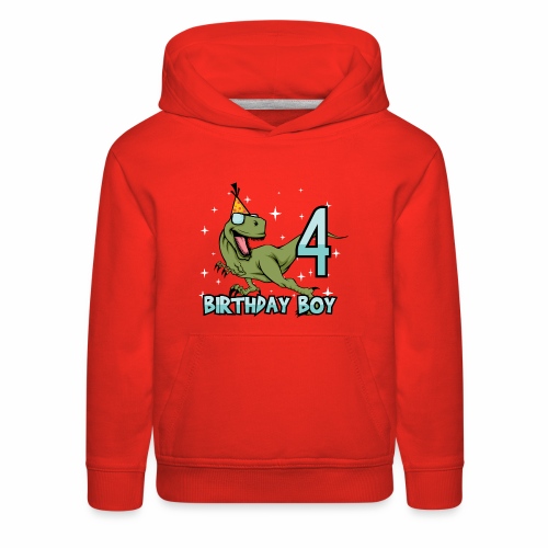Happy Birthday Boy Dino Dinosaur 4 Gift Idea - Kids‘ Premium Hoodie