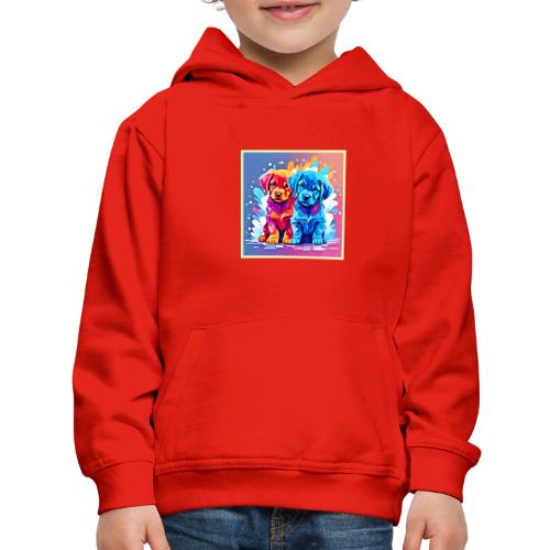 Colorful Puppy Pair Art - Kids‘ Premium Hoodie