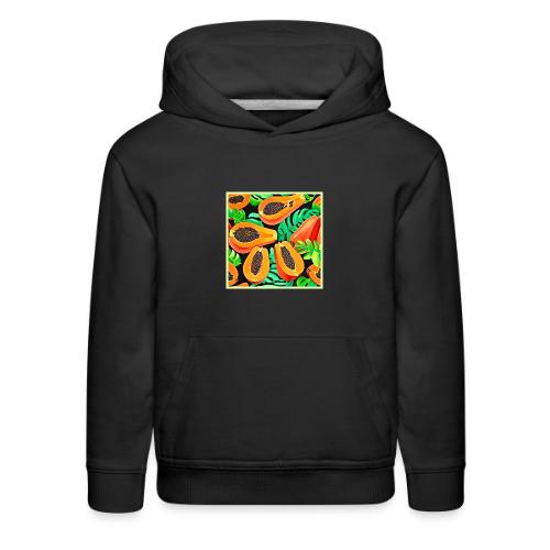 Papaya and Leaves Fresh Pattern - Kids‘ Premium Hoodie