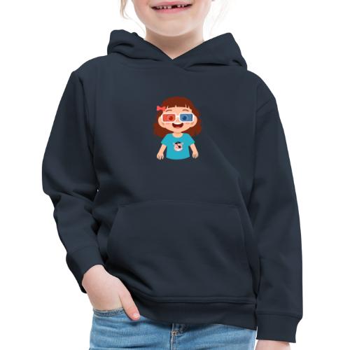 Girl red blue 3D glasses doing Vision Therapy - Kids‘ Premium Hoodie