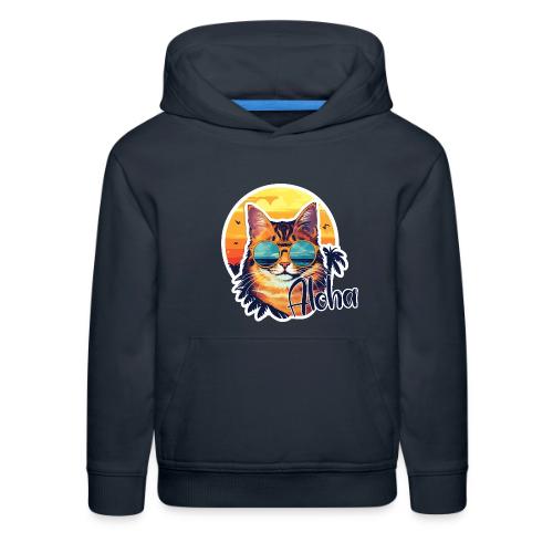 Funny Cat in Hawaiian Aloha Sunglasses - Kids‘ Premium Hoodie