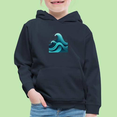 Dynamic Ocean Wave Illustration - Kids‘ Premium Hoodie