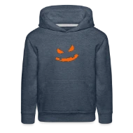 Big Scary Orange in Black Fierce Pumpkin Face Hall - Kids‘ Premium Hoodie