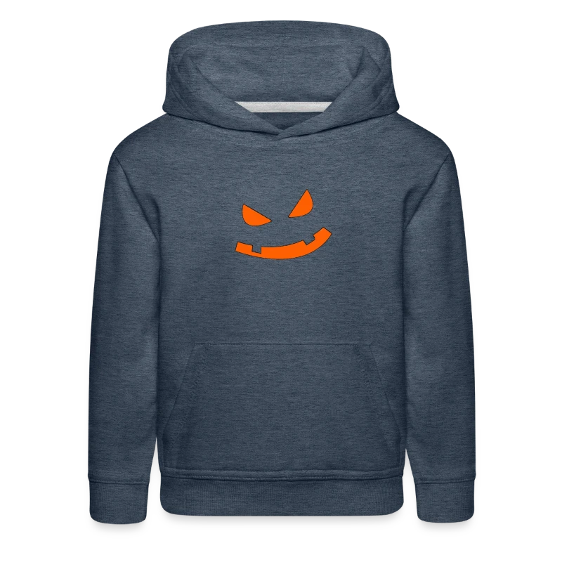 Big Scary Orange in Black Fierce Pumpkin Face Hall - Kids‘ Premium Hoodie