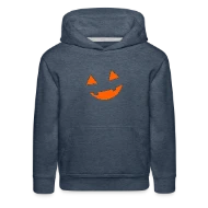 Big Scary Orange in Black Smiling Pumpkin Face Hal - Kids‘ Premium Hoodie