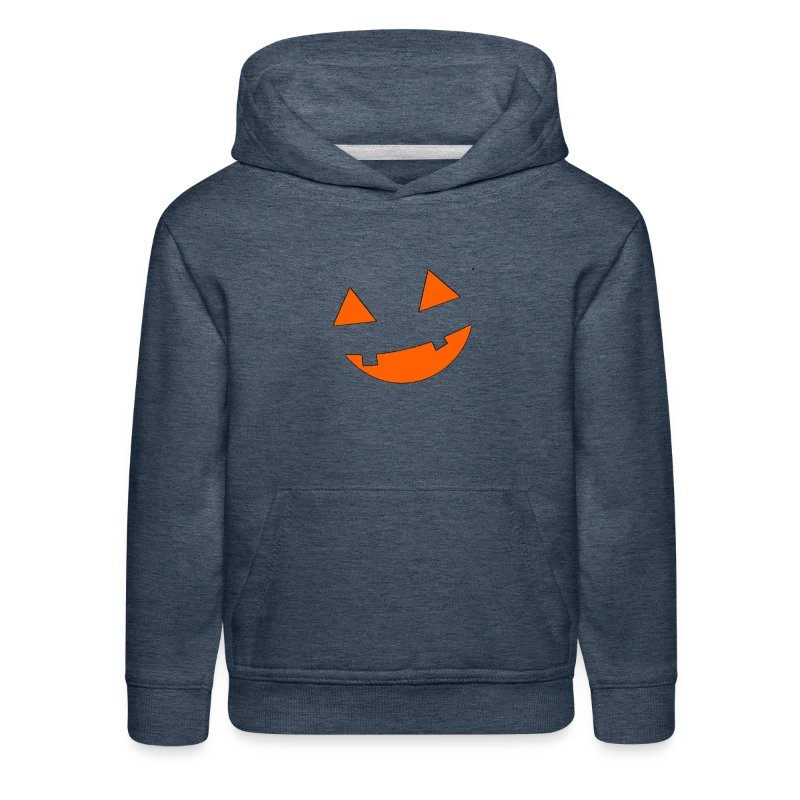Big Scary Orange in Black Smiling Pumpkin Face Hal - Kids‘ Premium Hoodie