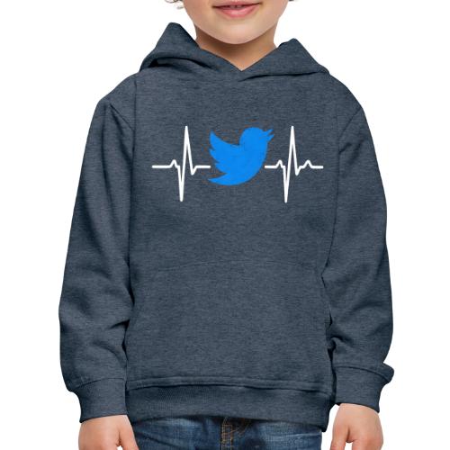 Social Media Heartbeat Blue Bird Graphic - Kids‘ Premium Hoodie