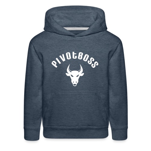 PivotBoss Curved Logo - White - Kids‘ Premium Hoodie