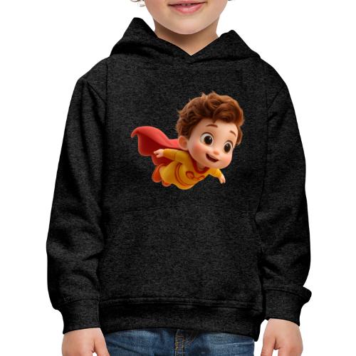 Flying Cartoon Superhero Boy in Yellow Suit - Kids‘ Premium Hoodie