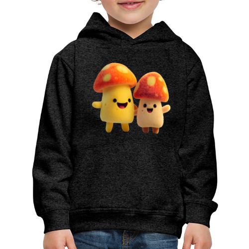 Joyful Cartoon Mushroom Duo - Kids‘ Premium Hoodie