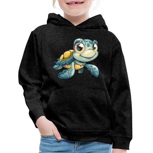 Playful Cartoon Baby Sea Turtle with a Smile - Kids‘ Premium Hoodie