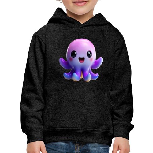 Joyful Cartoon Purple Baby Octopus with Big Smile - Kids‘ Premium Hoodie