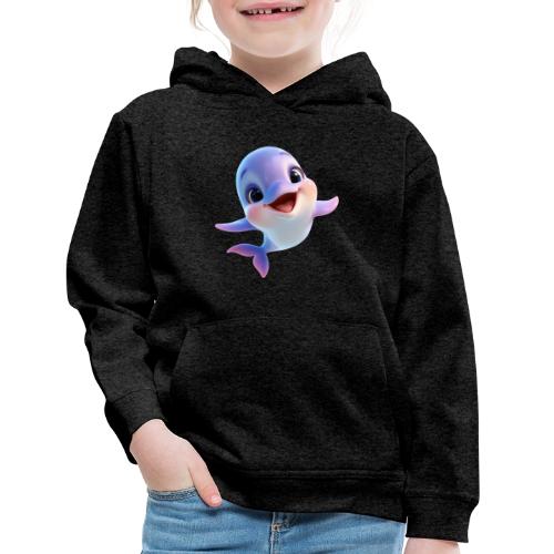 Purple-White Smiling Baby Dolphin - Kids‘ Premium Hoodie