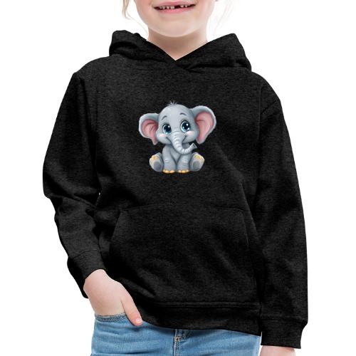 Sweet Cartoon Baby Elephant with Big Eyes - Kids‘ Premium Hoodie