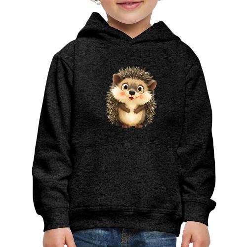 Smiling Cartoon Hedgehog with Joyful Expression - Kids‘ Premium Hoodie