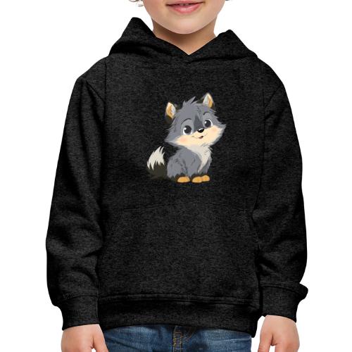 Cute Cartoon Baby Wolf with Innocent Eyes - Kids‘ Premium Hoodie