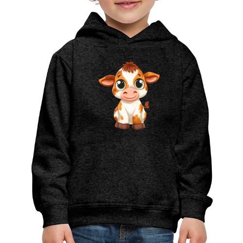Cute Cartoon Baby Calf with Bright Innocent Eyes - Kids‘ Premium Hoodie