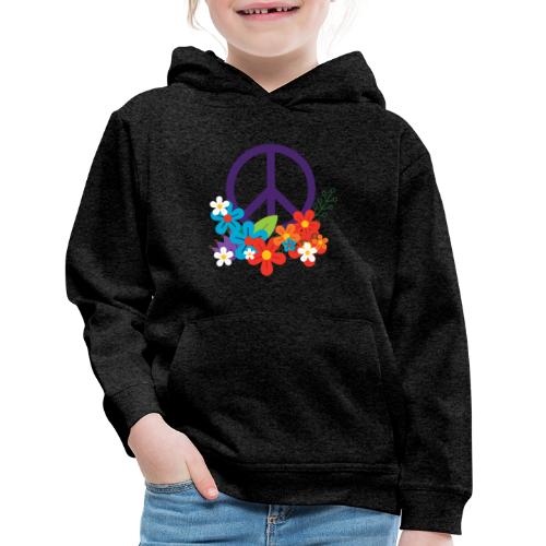 Hippie Peace Design With Flowers - Kids‘ Premium Hoodie