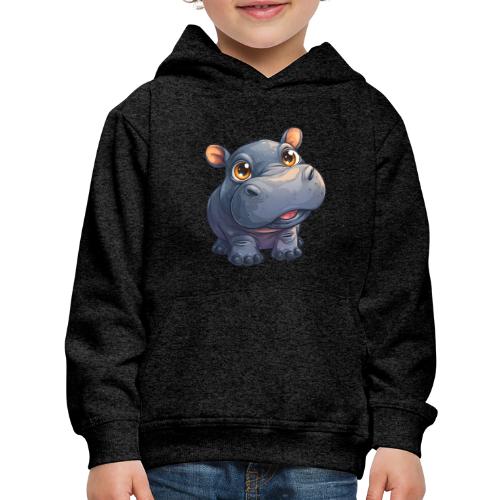 Cute Cartoon Baby Hippo with Big Innocent Eyes - Kids‘ Premium Hoodie