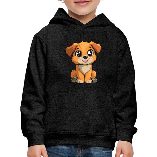 Cute Sitting Puppy Cartoon with Big Eyes - Kids‘ Premium Hoodie