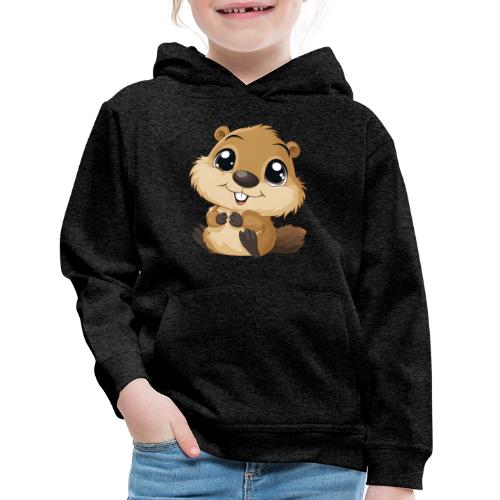 Adorable Cartoon Baby Beaver with Big Eyes - Kids‘ Premium Hoodie