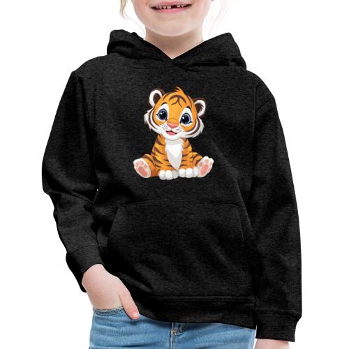 Adorable Cartoon Tiger Cub with Innocent Eyes - Kids‘ Premium Hoodie