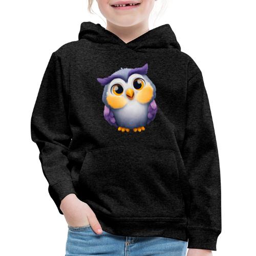 Colorful Cartoon Baby Owl with Big Sparkling Eyes - Kids‘ Premium Hoodie
