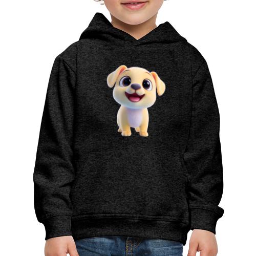 Playful 3D Baby Puppy Looking Up - Kids‘ Premium Hoodie