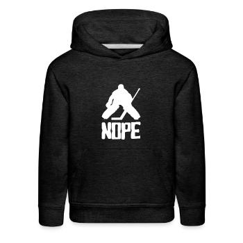 Nope Hockey Goalie - Kids‘ Premium Hoodie - charcoal grey - Front - Samuel (120cm)