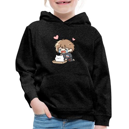 Crying Chibi Boy with Stray Cat - Kids‘ Premium Hoodie