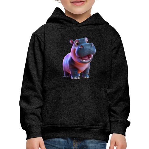 Smiling Cartoon Baby Hippo Standing - Kids‘ Premium Hoodie