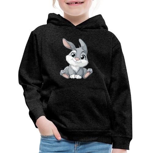 Joyful Grey and White Baby Rabbit Cartoon - Kids‘ Premium Hoodie
