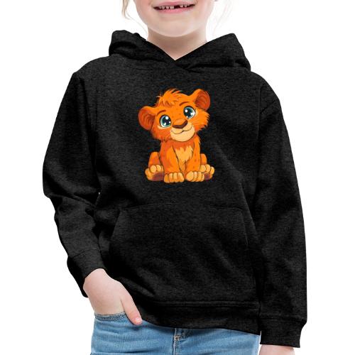 Sweet Cartoon Lion Cub with Big Innocent Eyes - Kids‘ Premium Hoodie