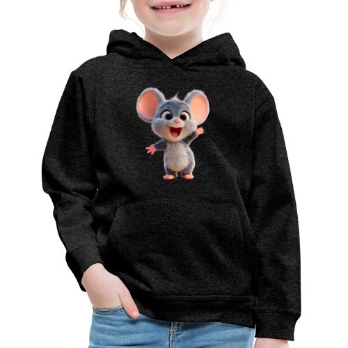 Joyful Cartoon Baby Mouse Arms Up - Kids‘ Premium Hoodie