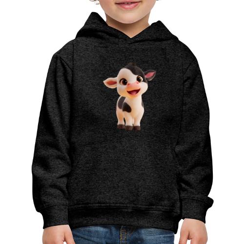 Joyful Cartoon Baby Cow Standing - Kids‘ Premium Hoodie