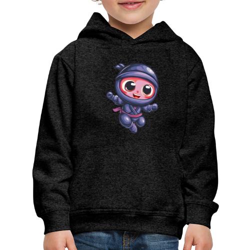 Joyful Cartoon Baby Ninja Jumping in Action - Kids‘ Premium Hoodie