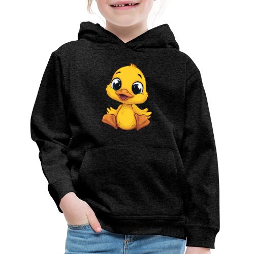 Sweet Yellow Cartoon Duck Sitting Happily - Kids‘ Premium Hoodie
