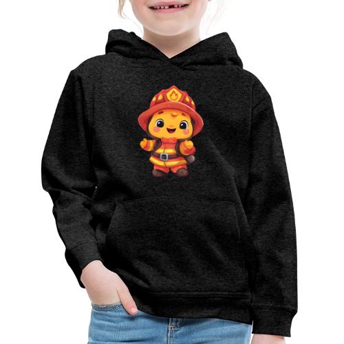 Cute Cartoon Firefighter in Red and Yellow Suit - Kids‘ Premium Hoodie
