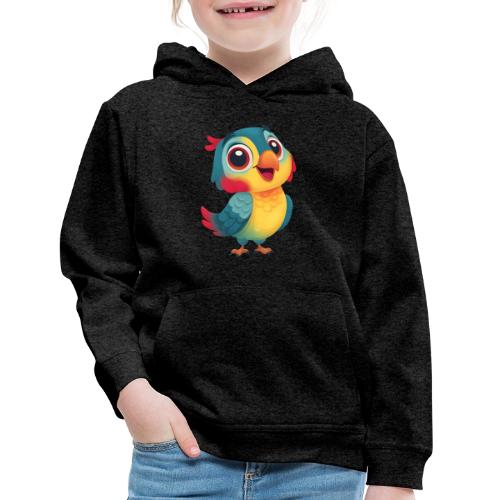 Bright Cartoon Parrot with Joyful Expression - Kids‘ Premium Hoodie