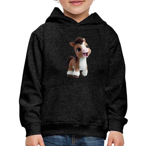 Sweet Cartoon Baby Pony in Brown and White - Kids‘ Premium Hoodie