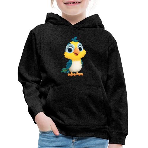 Playful Cartoon Parrot with Big Happy Eyes - Kids‘ Premium Hoodie