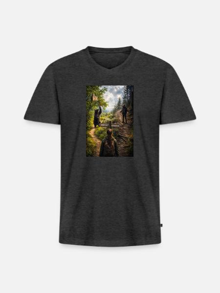 Choose the bear - Men's Premium Organic V-Neck T-Shirt - heather anthracite