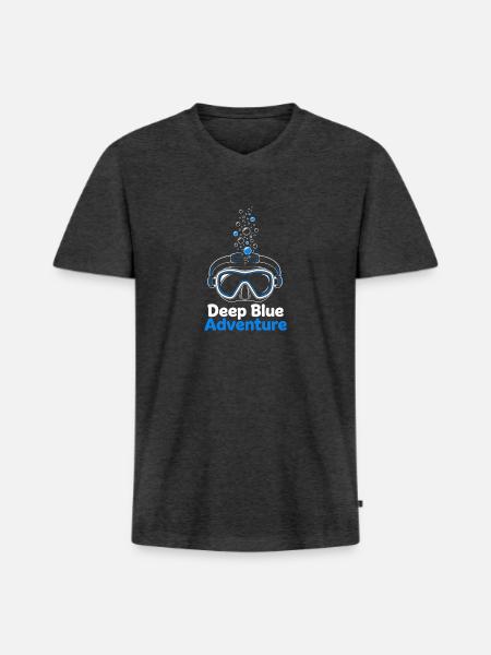 Deep Blue Adventure Dive Mask - Men's Premium Organic V-Neck T-Shirt - heather anthracite