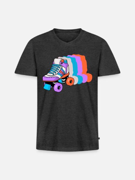 Roller Skating Skater - Men's Premium Organic V-Neck T-Shirt - heather anthracite