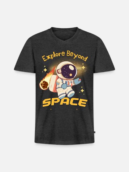 Explore the Space - Men's Premium Organic V-Neck T-Shirt - heather anthracite